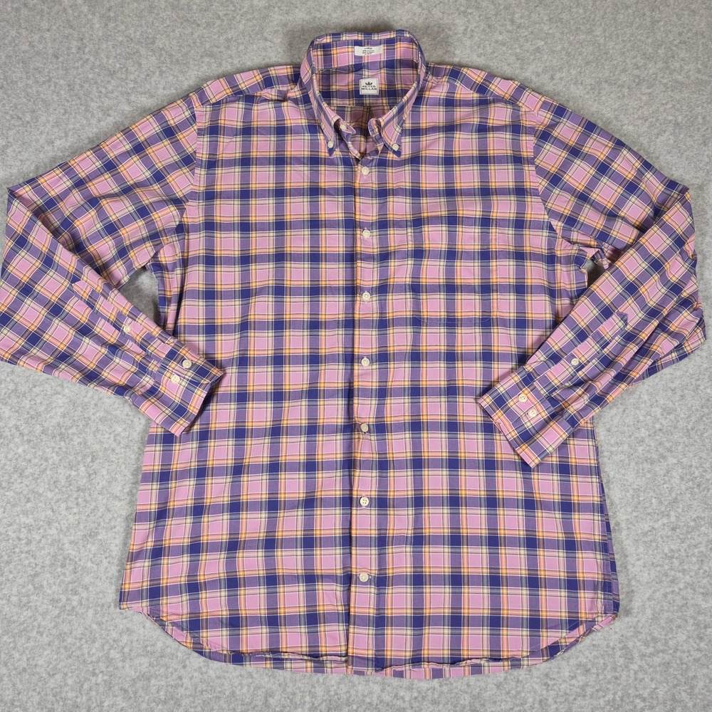 Peter Millar Button Down Shirt Mens Large Multicolor Pastel Plaid Long Sleeve